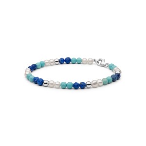 Bratara argint cu perle naturale, Haolit si lapis lazuli DiAmanti 244-35B-G (Argint 925‰ 1,2 g.)